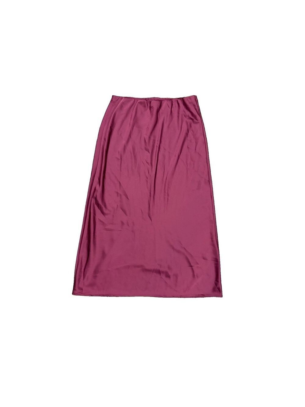 BCX Burgundy Satin Midi Skirt Size M Y2K Minimalist Slip Skirt